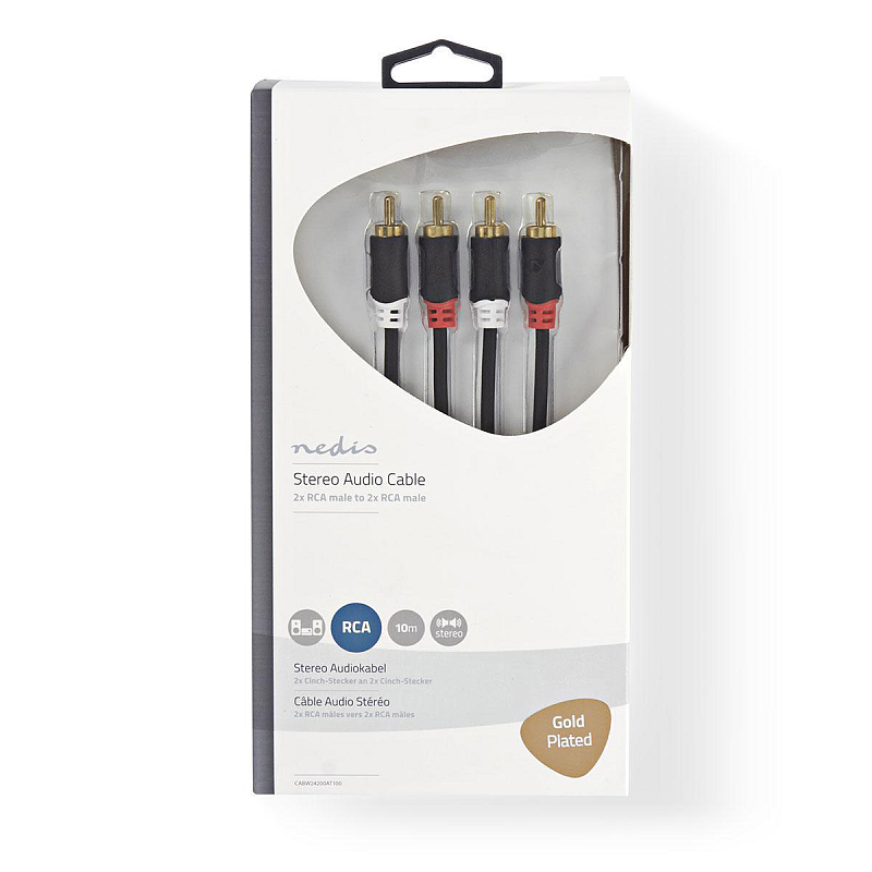 Nedis CABW24200AT100 Audio-Kabel 10 m 2 x RCA Anthrazit