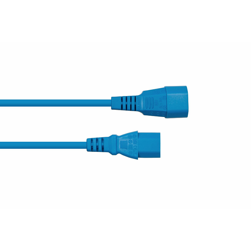 Kabelmeister Kaltgeräteverlängerung Kaltgeräte-Stecker C14 an Kaltgeräte-Buchse C13, blau, 0,75mm², 0,5m