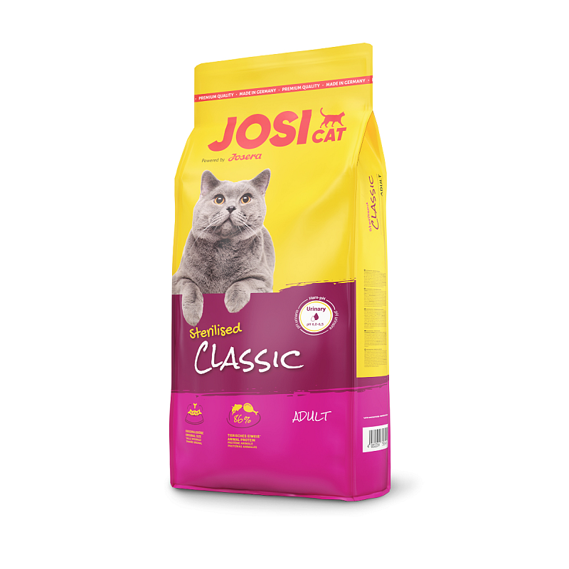 Josera JosiCat Sterilised Classic Katzen-Trockenfutter 10 kg Adult Mais, Geflügel, Reis, Lachs