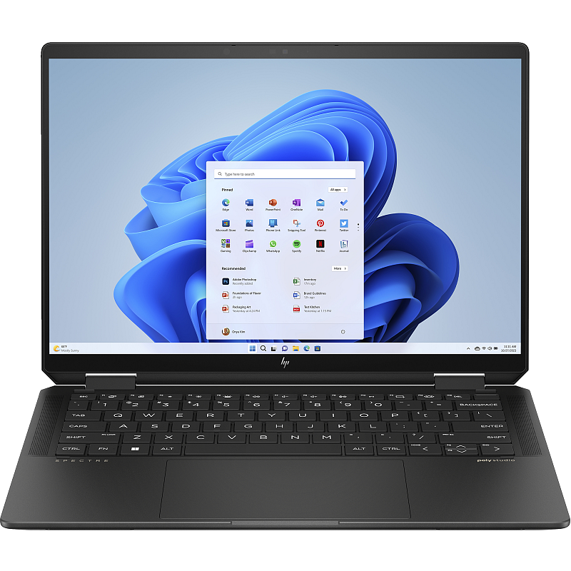HP Spectre x360 14-eu0078ng Intel Core Ultra 7 155H Hybrid (2-in-1) 35,6 cm (14") Touchscreen 2.8K 32 GB LPDDR5x-SDRAM 2 TB SSD Wi-Fi 7 (802.11be) Windows 11 Home Schwarz