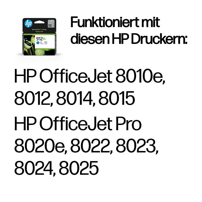 HP 912XL Cyan Original Druckerpatrone mit hoher Reichweite