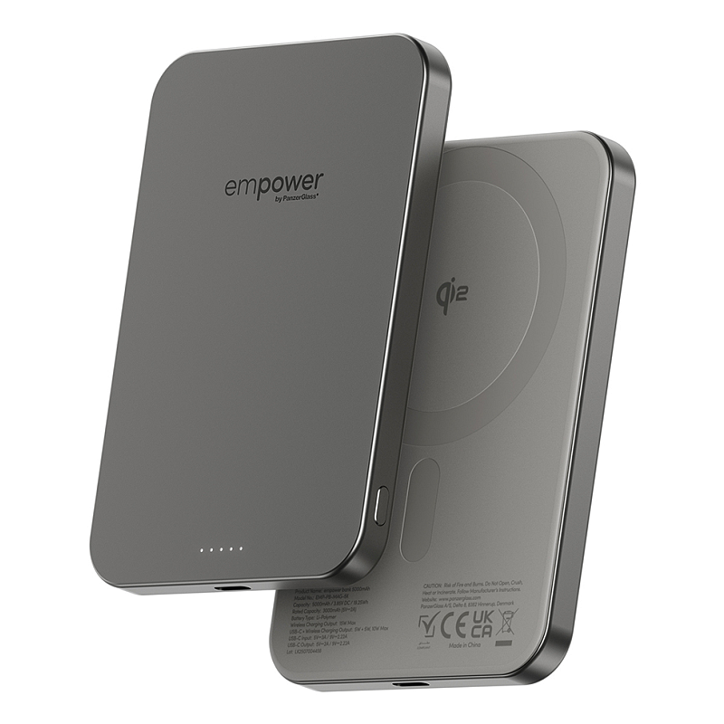 PanzerGlass empower™ by ® empower™ Bank | 5000mAh | Titanium Wireless charging Titan