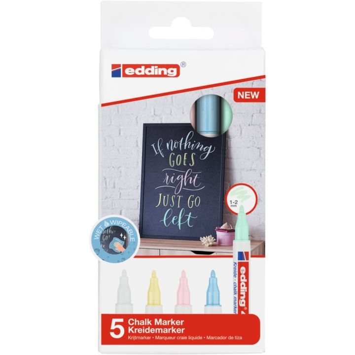 Edding 4085 Kreidestift Bullet Hellblau, Hellgrün, Hellrosa, Pastell, Weiß, Gelb 5 Stück(e)