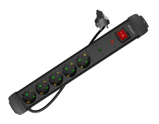 Lanberg SP1-05F-0500-BK Verlängerungskabel 5 m 5 AC-Ausgänge Drinnen Schwarz