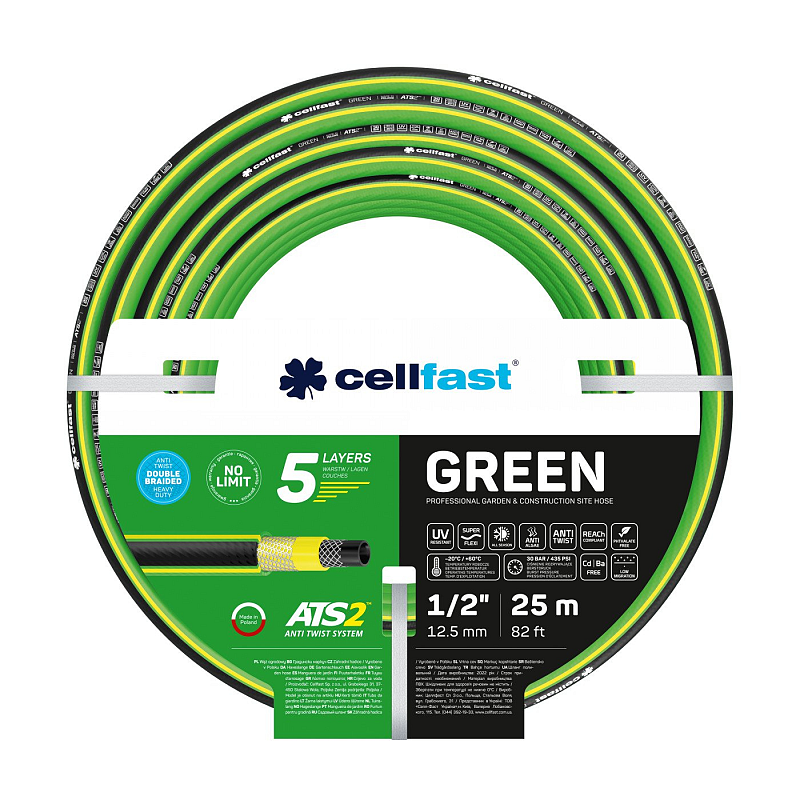CELLFAST 15-100 Gartenschlauch 25 m Schwarz, Grün, Gelb