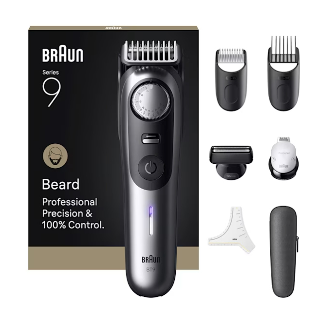 Braun BeardTrimmer 9 BT9520 Barttrimmer Akku 52 2 cm Nass & Trocken Schwarz, Grau