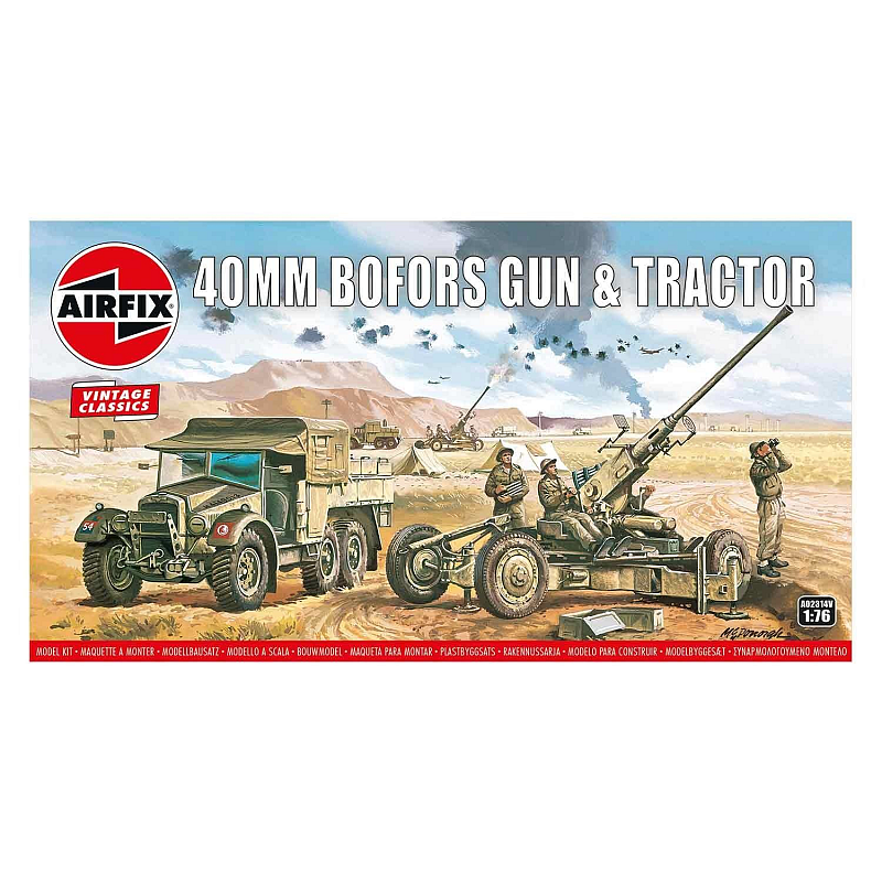 Airfix Bofors 40mm Gun & Tractor Military vehicle model kit Montagesatz 1:76