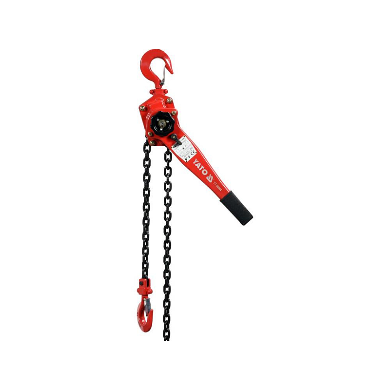 Yato YT-58964 Mechanischer Flaschenzug 1500 kg 1,5 m Schwarz, Rot