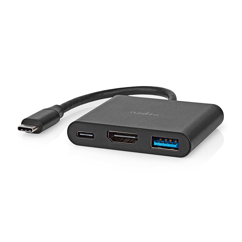 Nedis CCGB64770BK01 laptop-dockingstation & portreplikator Kabelgebunden USB 3.2 Gen 1 (3.1 Gen 1) Type-C Schwarz