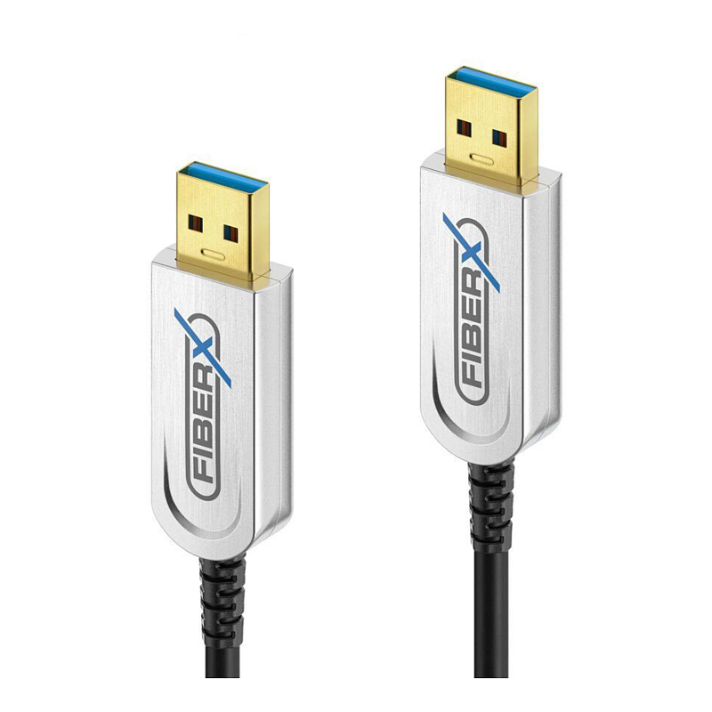 FiberX FX-I640-012 USB Kabel USB 3.2 Gen 1 (3.1 Gen 1) 12 m USB A Schwarz, Silber