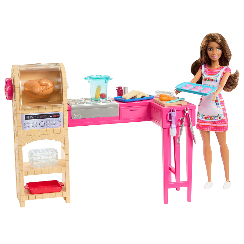 Barbie und Teresa Rezept für Freundschaft Teresa-Puppen- und Küchenspielset mit mehr als 20 Zubehörteilen
