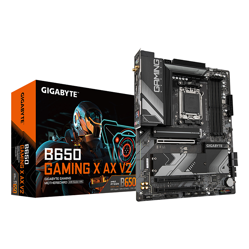 GIGABYTE B650 GAMING X AX V2 Mainboard - AMD Ryzen 9000er-Serie, 8+2+2 Phasen VRM, bis zu 8000 MHz DDR5 (OC), 1xPCIe 5.0 + 2xPCIe 4.0 M.2, 2,5 GbE LAN, WIFI 6E, USB 3.2 Gen 2