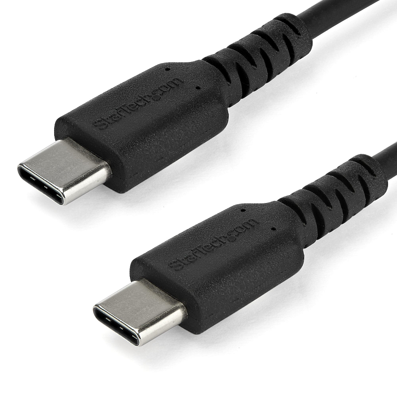 StarTech.com 2m USB-C-Schnellladekabel, Laden und Synchronisieren, 60W (3A) Power Delivery, USB 2.0, Schwarz, TPE-Mantel mit Aramidfaser - Robustes USB C Ladekabel