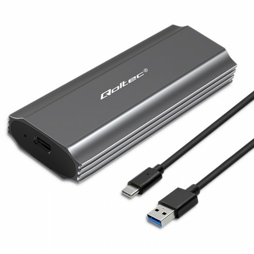 Qoltec 52271 Speicherlaufwerksgehäuse SSD-Gehäuse Grau M.2
