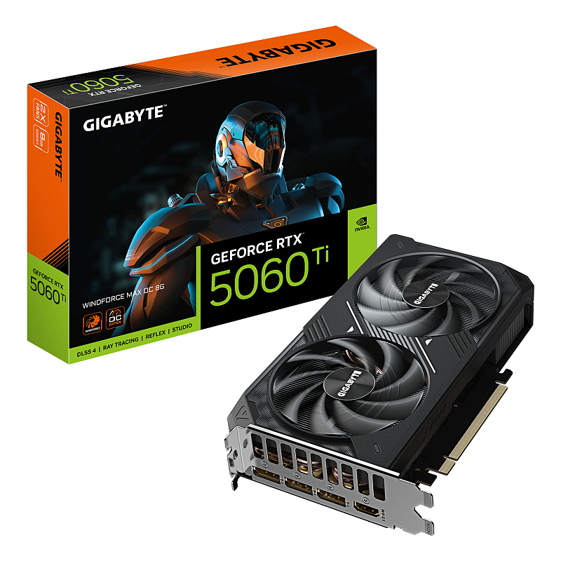 GIGABYTE GeForce RTX 5060 Ti WINDFORCE MAX OC 8G Grafikkarte – 8 GB GDDR7, 128 Bit, PCI-E 5.0, 2587 MHz Kernfrequenz, 3 x DisplayPort, 1 x HDMI, NVIDIA DLSS 4, GV-N506TWF2MAX OC-8GD