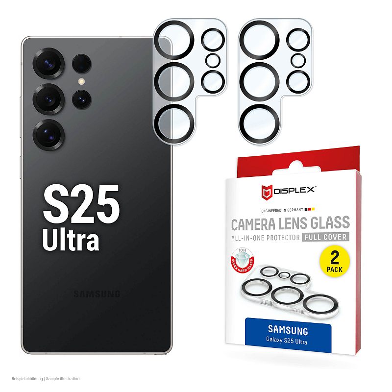 Displex Full Cover Camera Lens Glass, Samsung Galaxy S25 Ultra, Kamera Schutzglas, 10H, Quick Mount, 2 Stück