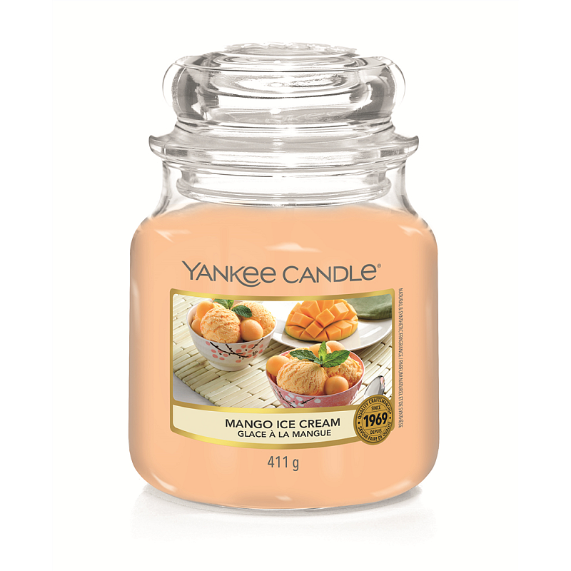 Yankee Candle Mango Ice Cream Medium Jar (Mittel) Wachskerze Zylinder Banane, Beeren, Mango, Orange, Ananas, Vanille Roségold 1 Stück(e)