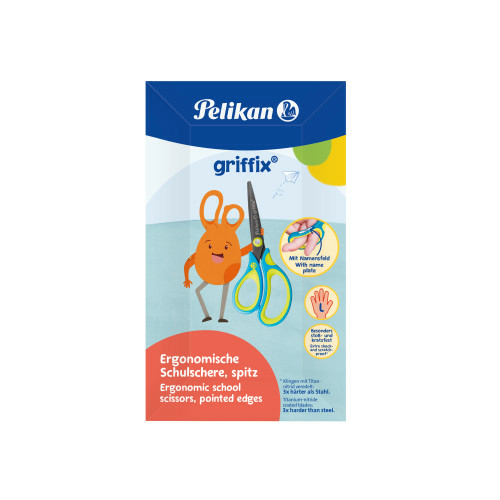 Pelikan 820592 Büro- & Bastelschere Universal Gerader Schnitt Blau, Edelstahl, Gelb