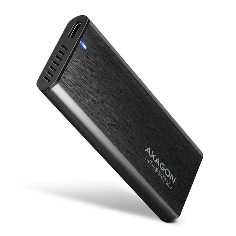 Axagon EEM2-SB2 Externe USB-C 3.2 Gen 2 Metallbox für M.2 NVMe & SATA SSDs. Schraubenlos