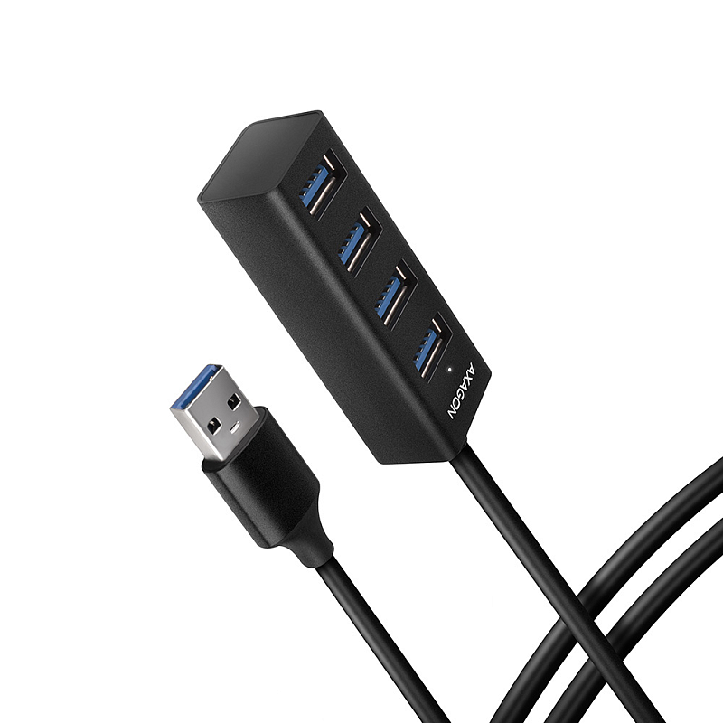 Axagon HUE-M1AL 4x USB 3.2 Gen 1 MINI hub, metal, 1.2m USB-A Kabel