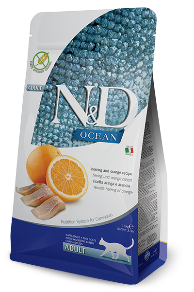 Farmina Pet Food N&D Ocean Herring & Orange Katzen-Trockenfutter 10 kg Adult Hering