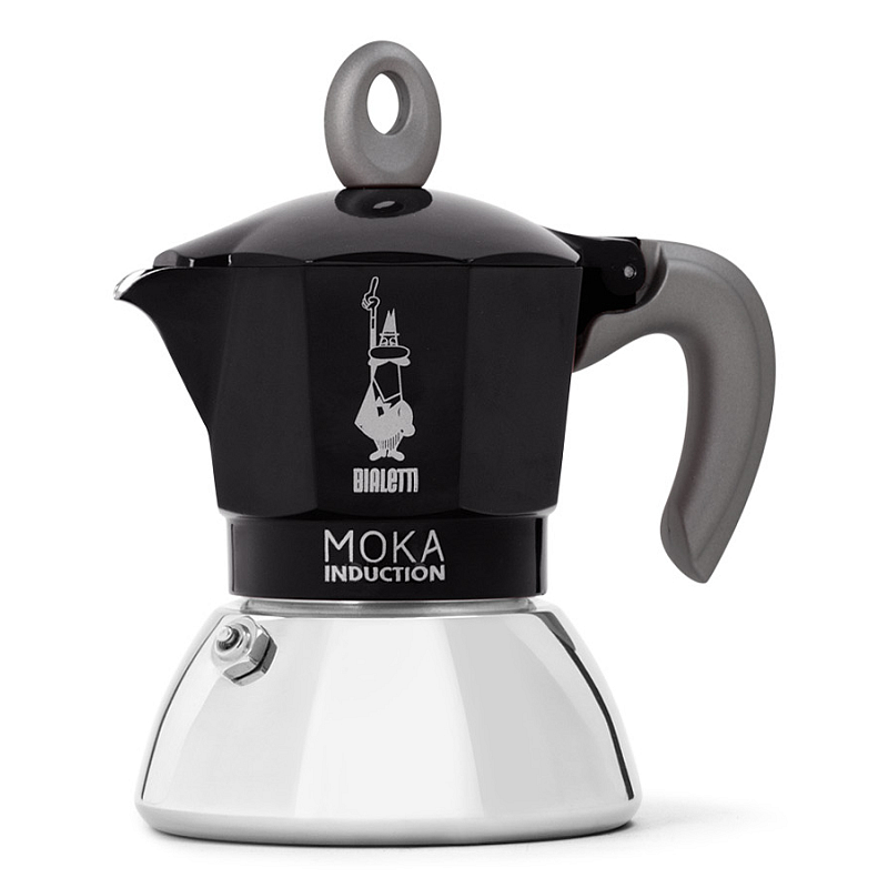 Bialetti Moka Induction Mokka-Kanne 0,4 l Schwarz, Silber