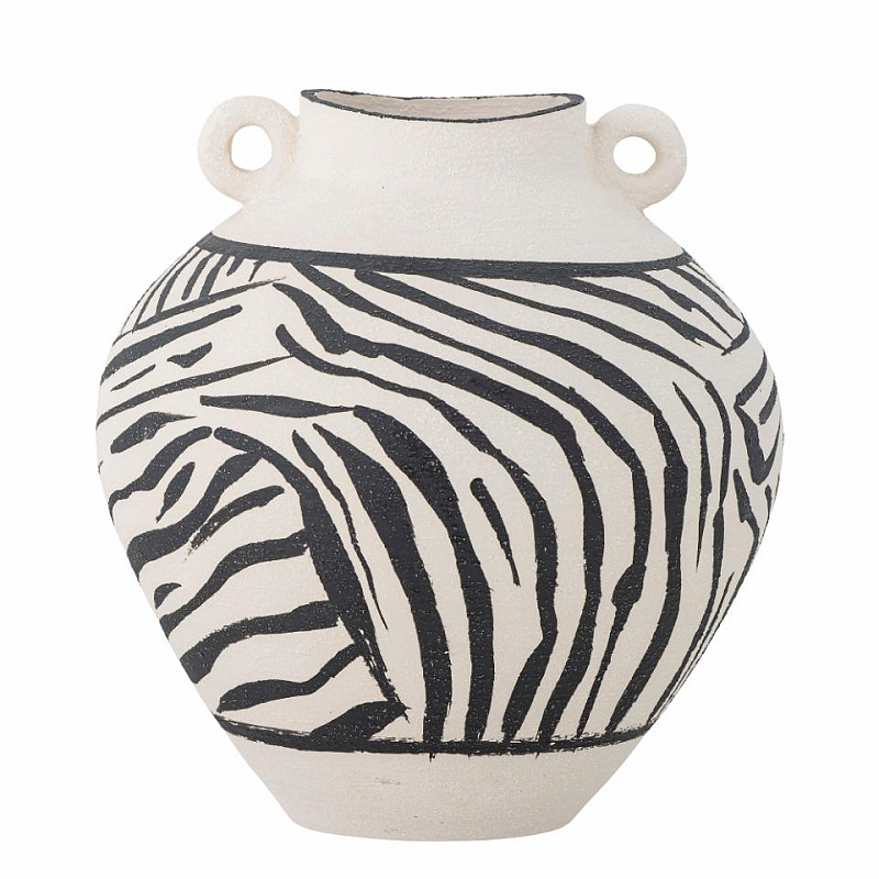 Bloomingville 82060714 Vase Vase mit runder Form Steingut Schwarz