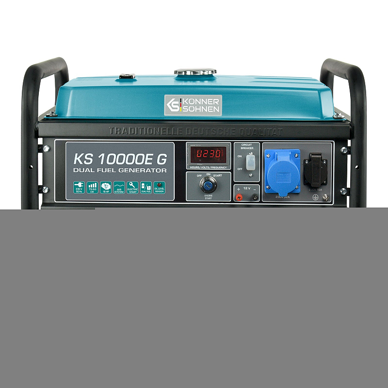 Könner & Söhnen KS 10000E G Motor-Generator 8000 W 25 l Flüssiggas (LPG), Benzin Aqua-Farbe, Schwarz