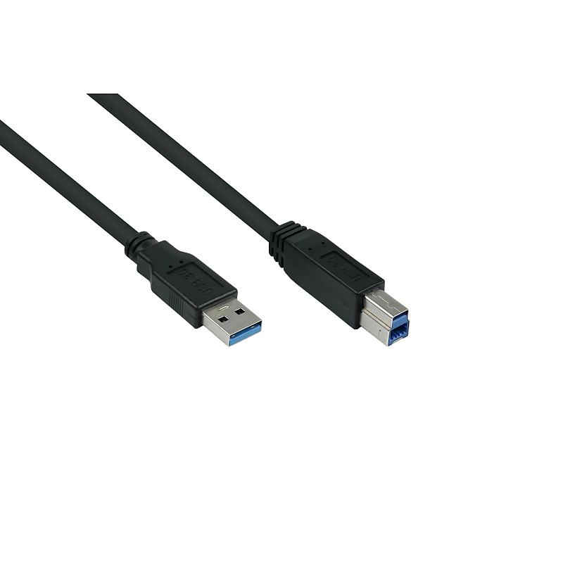 Alcasa UK30P-AB-050S USB Kabel USB 3.2 Gen 1 (3.1 Gen 1) 5 m USB A USB B Schwarz