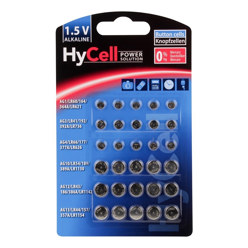 HyCell 5015473 Haushaltsbatterie Einwegbatterie LR60, LR66, LR41, LR43, LR44, LR54 Alkali
