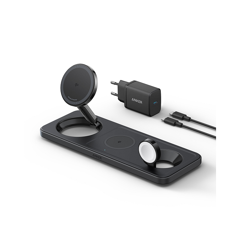 Anker MagGo Universal Schwarz USB Kabelloses Aufladen Schnellladung Drinnen