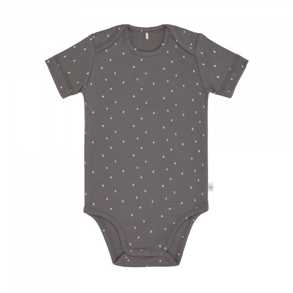 Lässig Baby Body Kurzarm GOTS - Cozy Colors, Spots Anthracite (7 - 24 Monate)