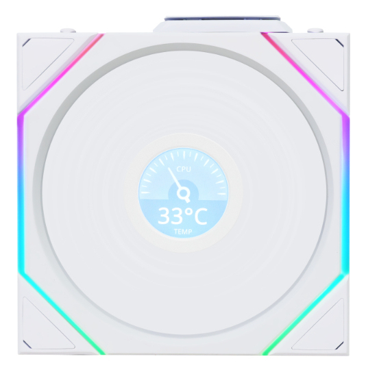 Lian Li Uni Fan TL120 LCD Wireless Computergehäuse Ventilator 12 cm Weiß 1 Stück(e)