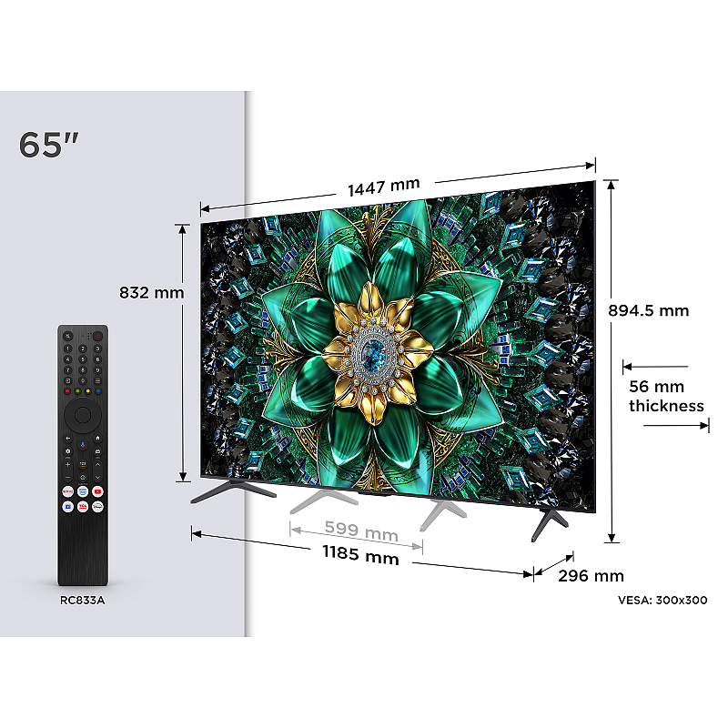 TCL Q6C 65Q6C-UK Fernseher 165,1 cm (65") 4K Ultra HD Smart-TV WLAN Metallisch