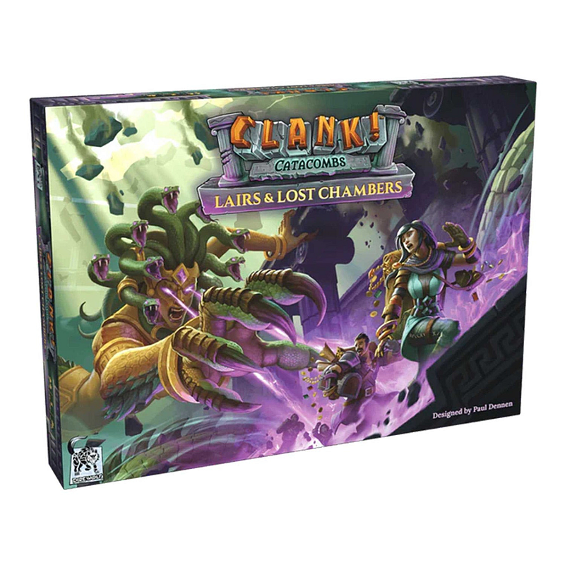 Asmodee Clank!: Catacombs - Lairs & Lost Chambers Delve deeper than ever before in CLANK! Catacombs: Lairs & Lost Chambers!Strange sounds have been heard beneath the catacombs…Brave the lairs of the enigmatic Sphinx, the petrifying Medusa, or the formidable Living Statues. Discover lost chambers, each with a unique power found nowhere else in the dungeon.Collect trophies of your adventures to help your legend grow! New mysteries and new dangers await in CLANK! Catacombs: Lairs & Lost Chambers! Kartenspiel