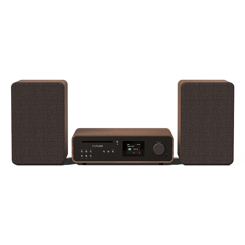 Pure Micro HiFi Classic Stereo Heim-Audio-Mikrosystem 50 W Schwarz, Walnuss