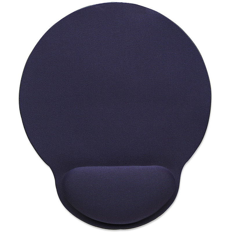 Manhattan Mauspad mit Handgelenkauflage, Weiches Gelmaterial schont das Handgelenk, blauer Textilbezug