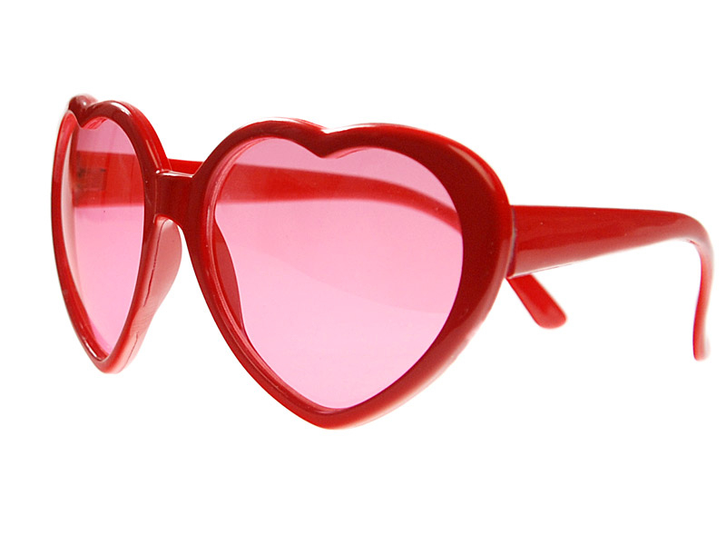 PartyDeco Brille Herzen, rot