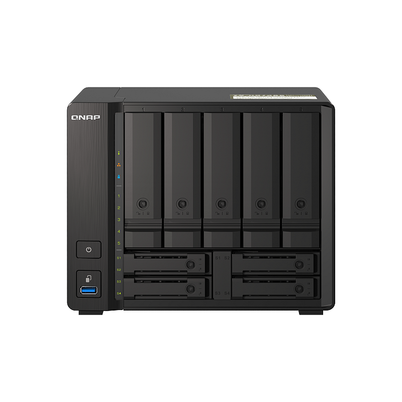 QNAP TS-H973AX NAS Tower Ryzen Embedded V1500B 8 GB DDR4 0 TB QuTS hero Schwarz