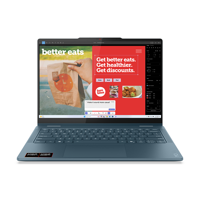Lenovo Yoga 7 2-in-1 14AKP10 Copilot+ PC AMD Ryzen AI 5 340 Hybrid (2-in-1) 35,6 cm (14") Touchscreen WUXGA 16 GB LPDDR5x-SDRAM 512 GB SSD Wi-Fi 7 (802.11be) Windows 11 Home Deutsch Türkis