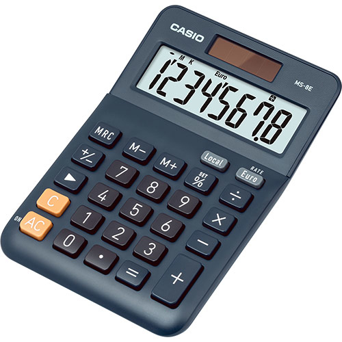 Casio MS-8E Taschenrechner Desktop Display-Rechner Schwarz, Grau, Orange