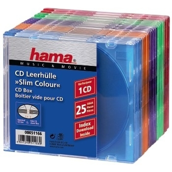 Hama CD Slim Box Pack of 25, Coloured 1 Disks Mehrfarbig