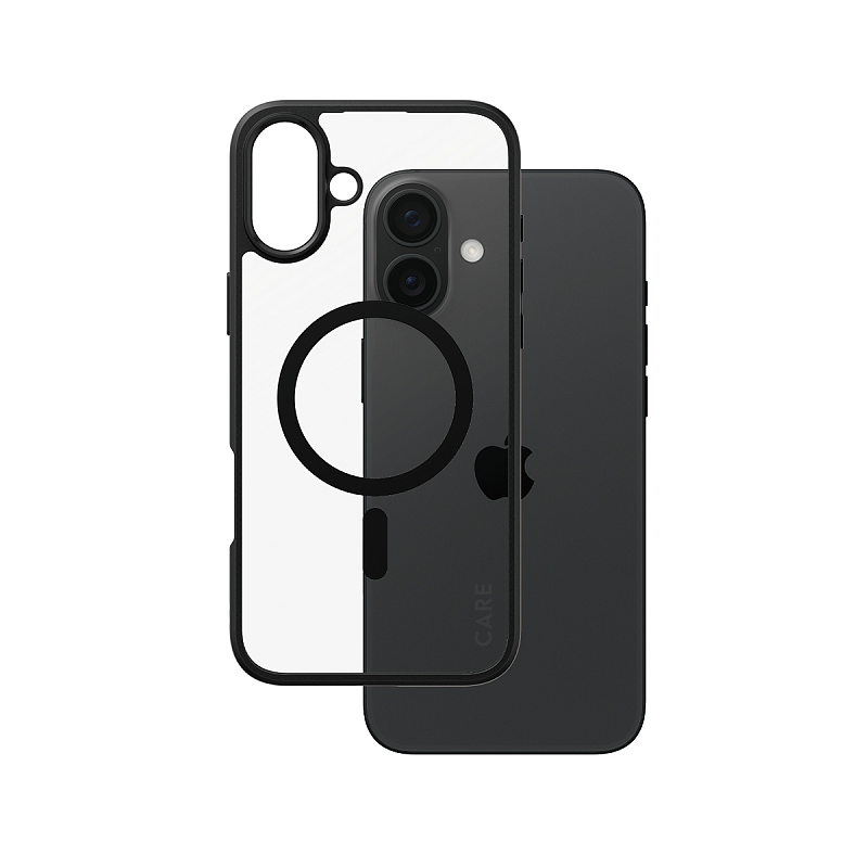 PanzerGlass CARE™ by ® Urban Combat Case Transparent m. Schwarz Rahmen & MagSafe iPhone 16 Plus