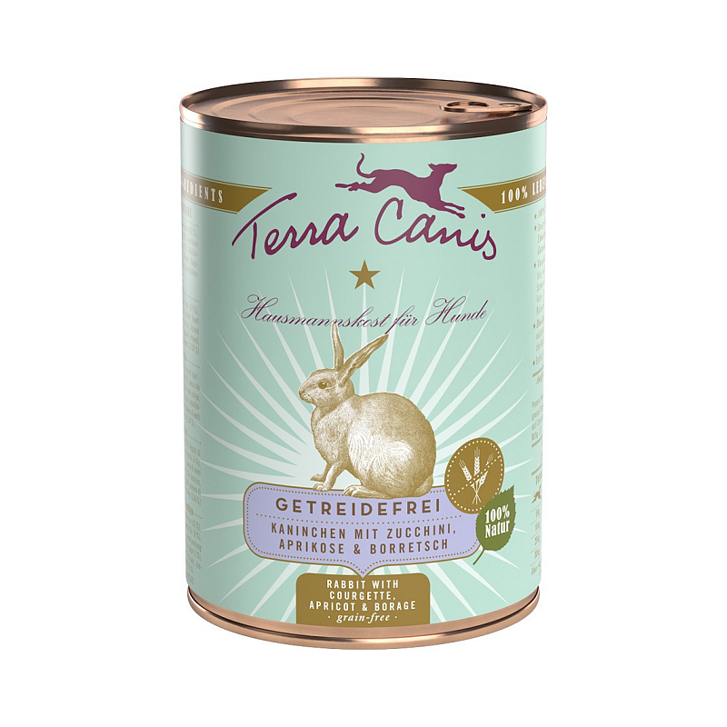 Terra Canis 140039 Hunde-Dosenfutter Aprikose, Borretsch, Kaninchen, Zucchini Adult 400 g