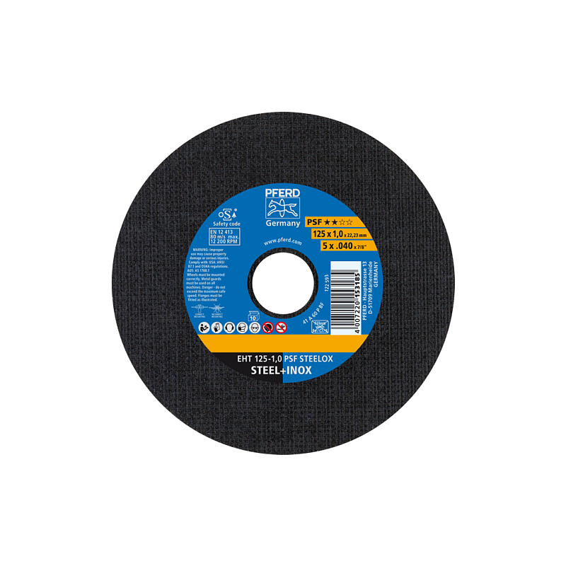 PFERD Trennscheibe EHT 125x1,0x22,23 mm gerade Universallinie PSF STEELOX für Stahl/Edelstahl (10)