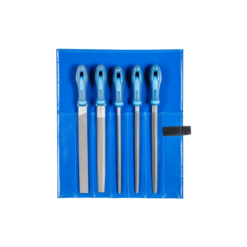 PFERD Werkstattfeilen-Set WR 5-tlg. in Rolltasche 250mm Hieb 3 für Feinbearbeitung, Schlichten