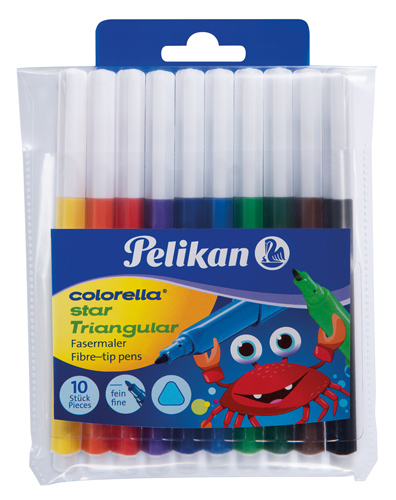 Pelikan 985663 Filzstift Fein Schwarz, Blau, Braun, Grün, Hellblau, Hellgrün, Orange, Rot, Violett, Gelb