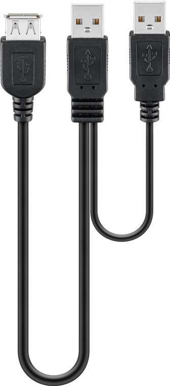 Deltaco 93353 USB Kabel USB 2.0 0,3 m USB A 2 x USB A Schwarz