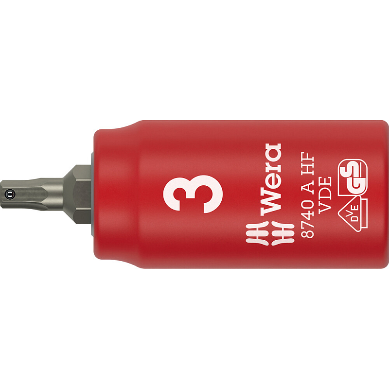 Wera 8740 A VDE HF Zyklop Bitnuss, isoliert, mit 1/4"-Antrieb, mit Haltefunktion für Innensechskantschrauben