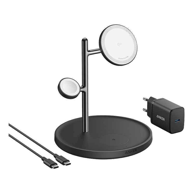 Anker MagGo Universal Schwarz USB Kabelloses Aufladen Schnellladung Drinnen